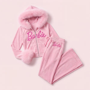 Light pink Malibu Closet rhinestone tracksuit